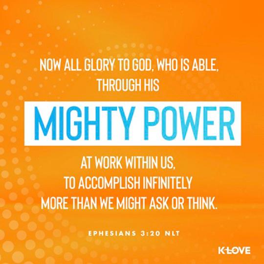 image containing the text of Ephesians 3:20 NLT