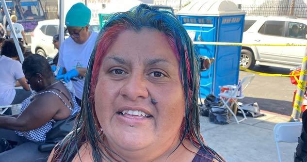 Woman with multicolored hair