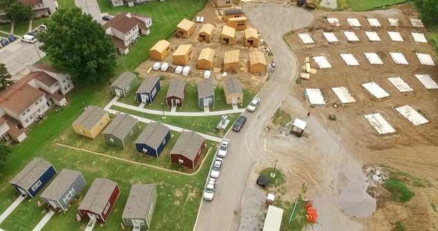 Arial photo of Tiny Home community in Kansas City